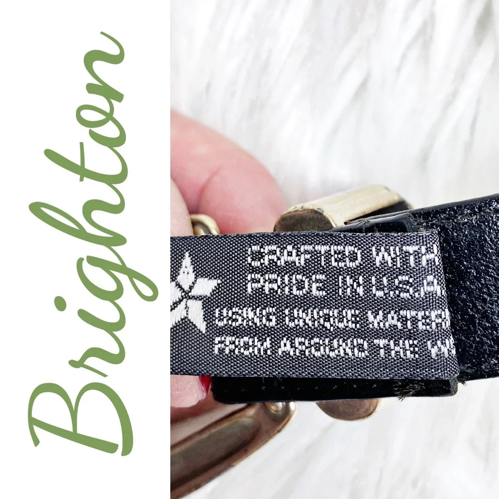 Brighton Black Leather‎ Belt Silver Gold Coastal Cowgirl Western Size 30 Medium